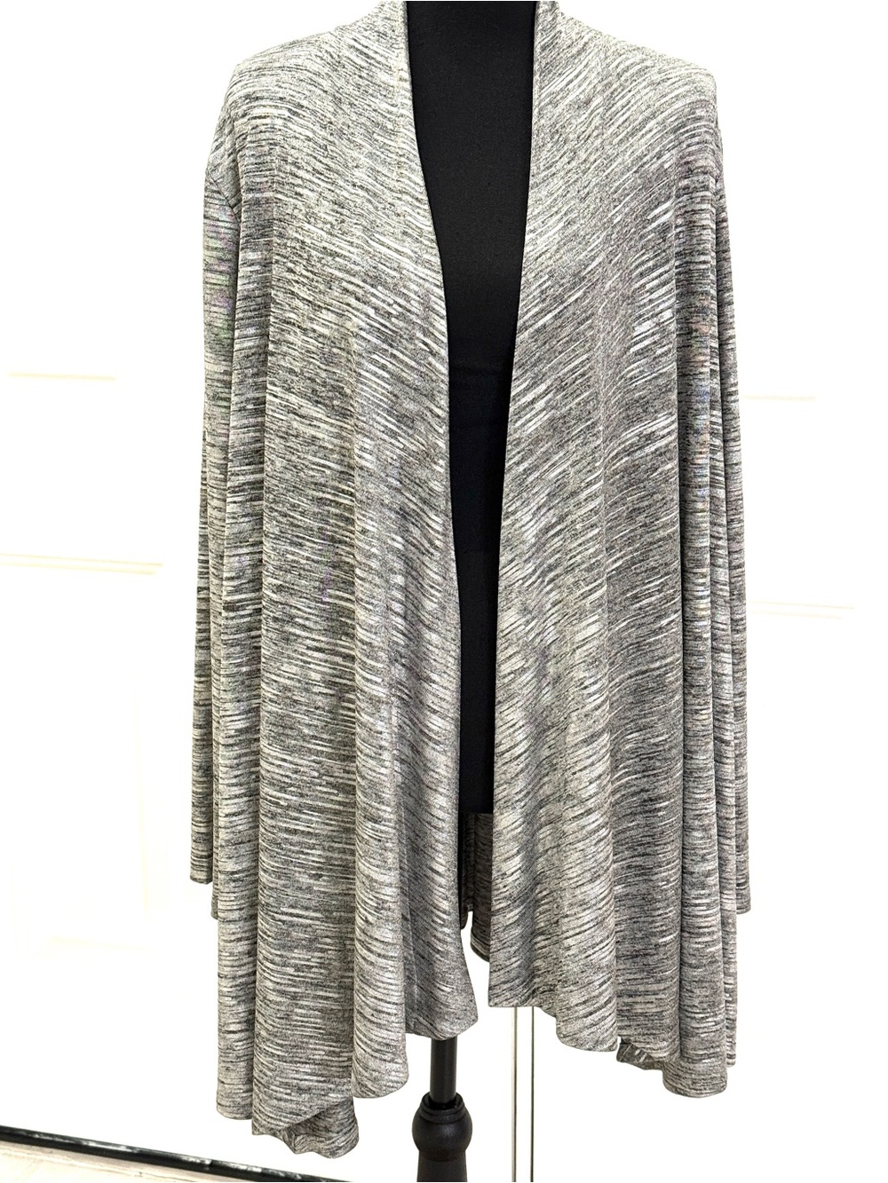 Calvin Klein Heather Gray Draped Open-Front Cardigan - Picture 1 of 6